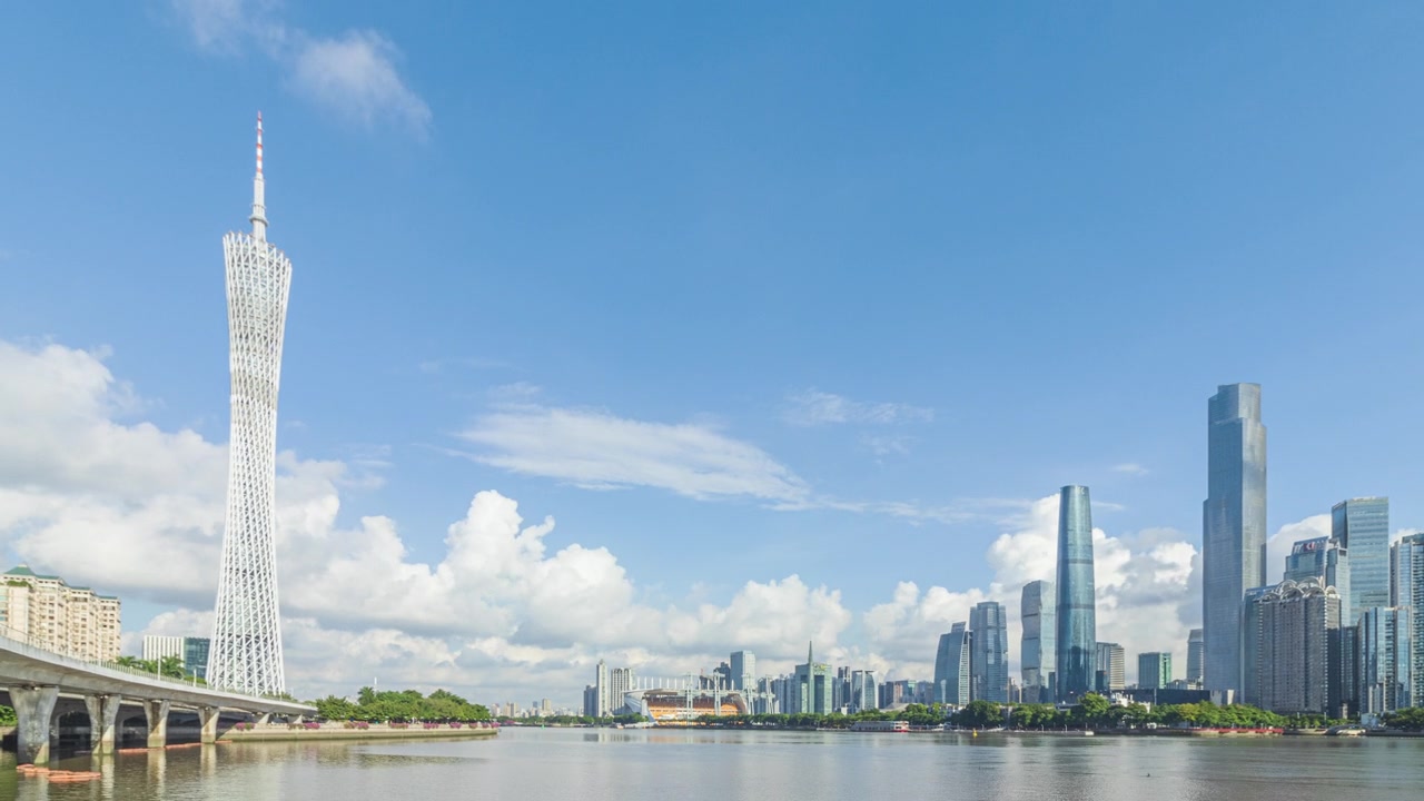 详情图-T/L,WS,ZO广州塔和珠江新城在广州的白天。中国广东省广州市