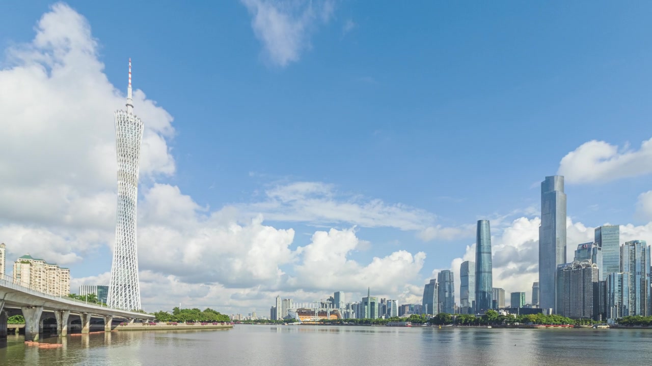 详情图-T/L,WS,ZO广州塔和珠江新城在广州的白天。中国广东省广州市