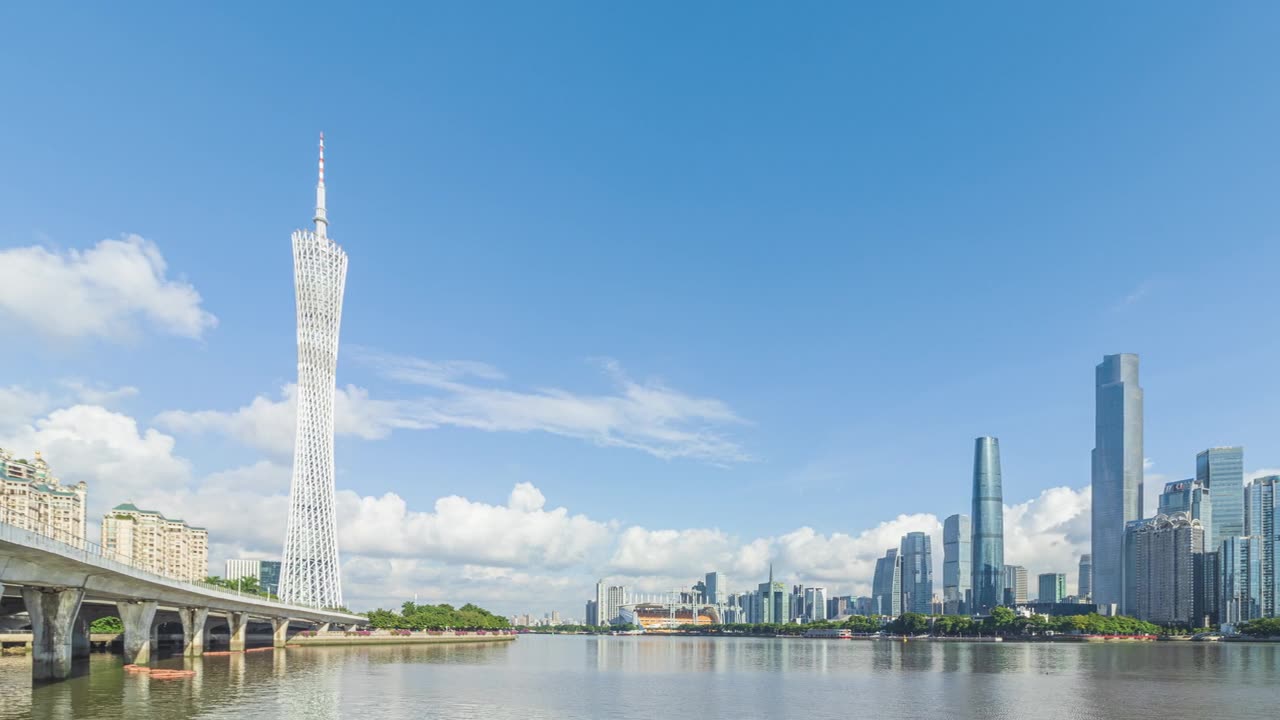 詳情圖-白天在廣州珠江兩岸的廣州塔和珠江新城。中國廣東省廣州市