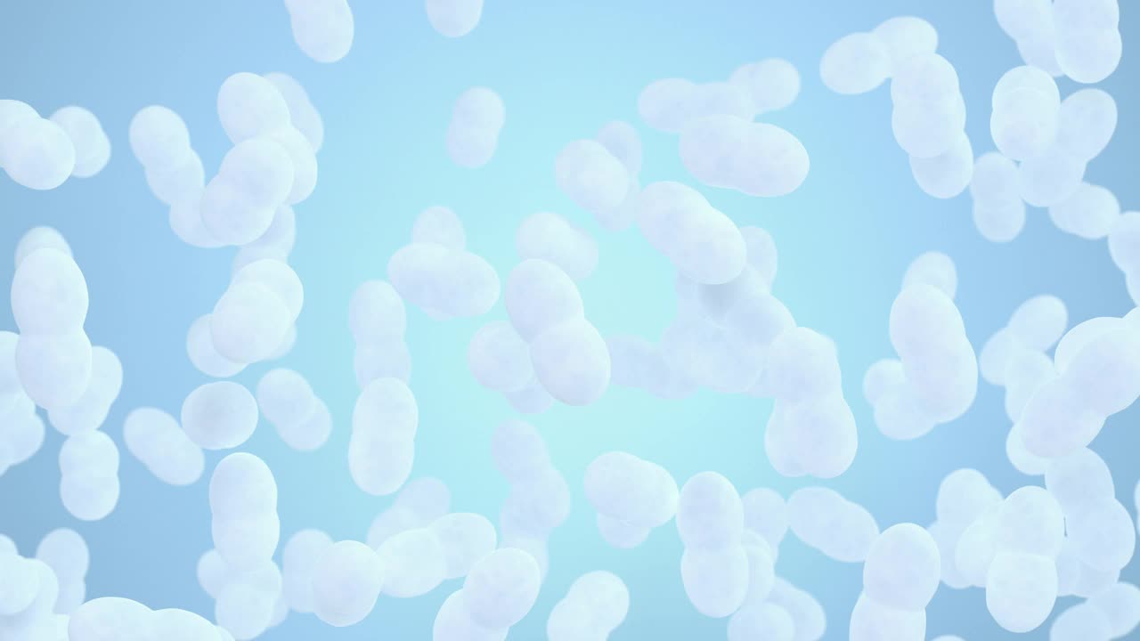 大量细菌，白色背景，3d渲染。