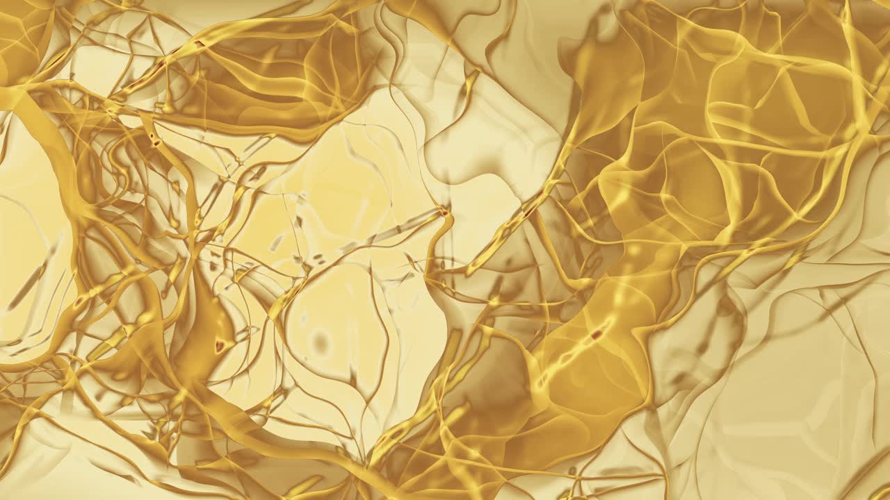 黃色抽象波浪明膠，液體和熔化的玻璃看背景3d可循環(huán)股票視頻