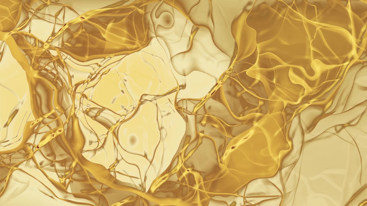 详情图-黄色抽象波浪明胶，液体和熔化的玻璃看背景3d可循环股票视频