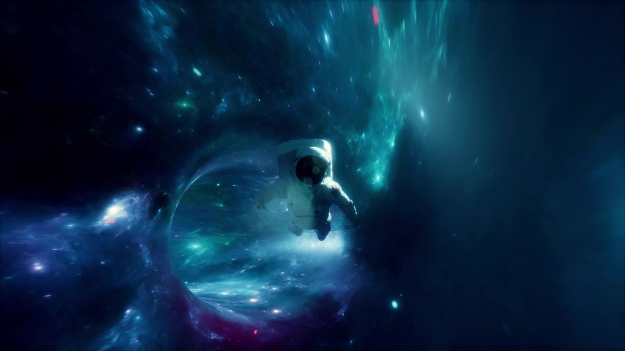 詳情圖-宇航員在太空星云中飛行。Vj循環(huán)視頻背景。三維渲染