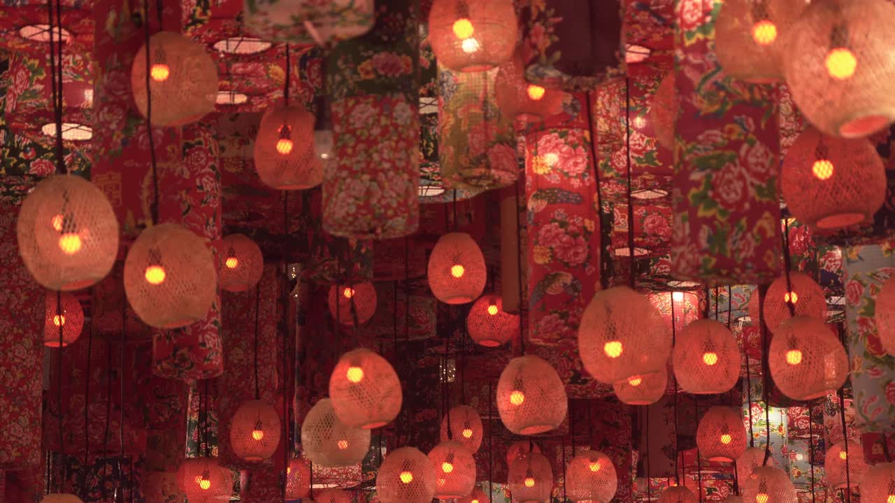 春节期间的中国灯笼。