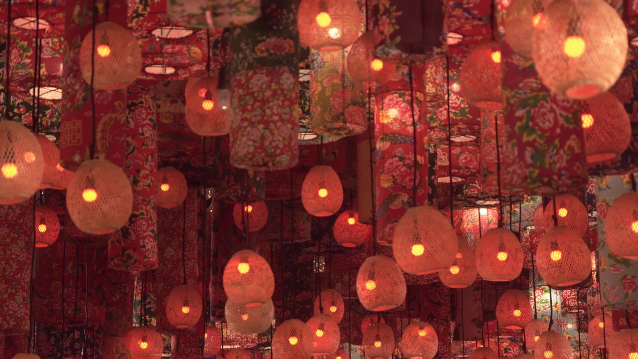 详情图-春节期间的中国灯笼。