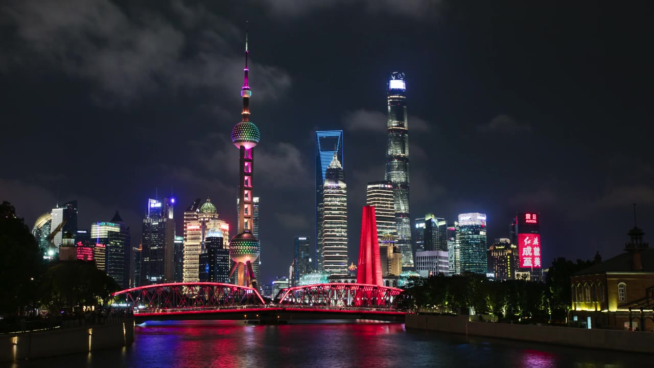 详情图-时光流逝，上海外滩夜光秀，中国。