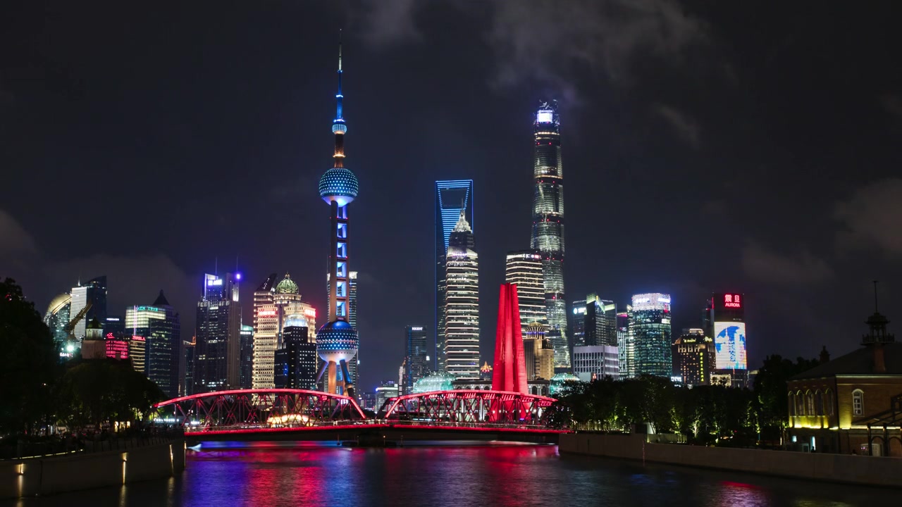 详情图-时光流逝，上海外滩夜光秀，中国。