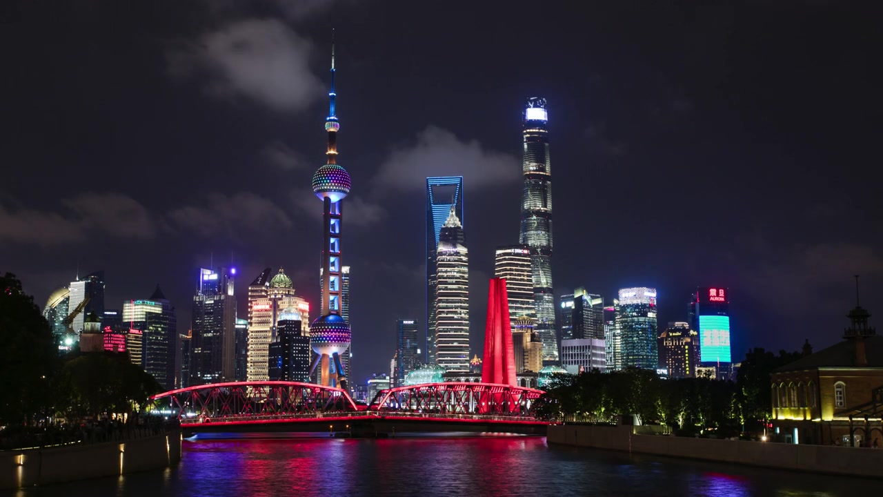 详情图-时光流逝，上海外滩夜光秀，中国。