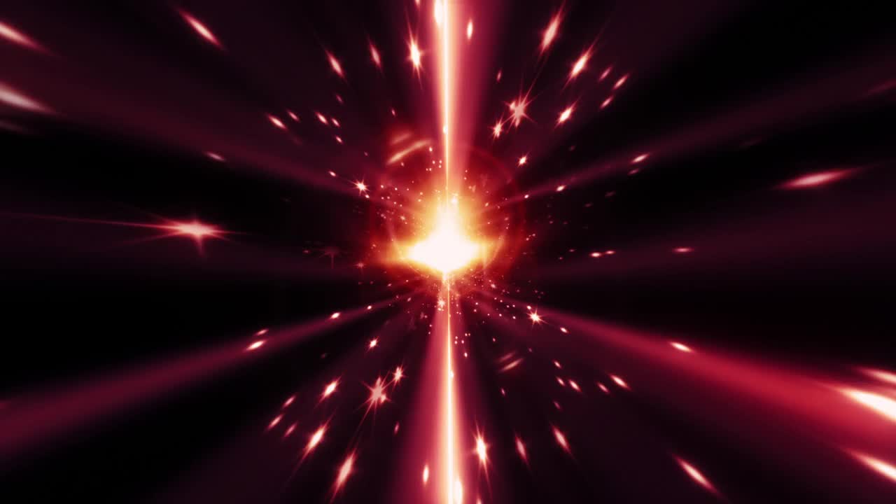 彩色速度灯光运动背景红色闪烁灯光条纹旋转未来的背景。4K无缝循环抽象超快灯光技术概念。科幻小说中发光的超空间恒星。