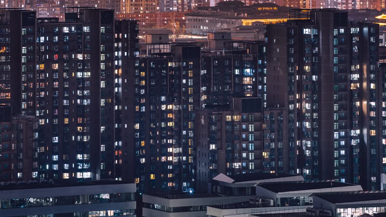 住宅楼空中俯瞰夜景