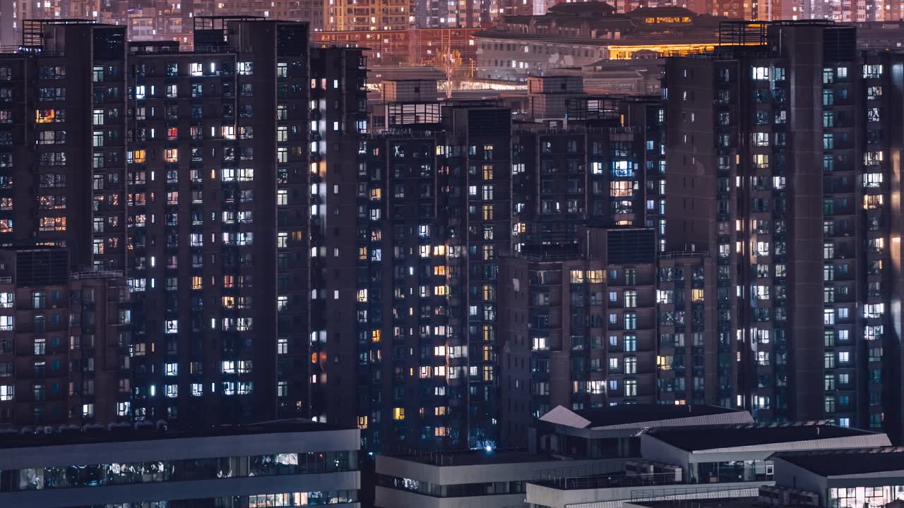 详情图-住宅楼空中俯瞰夜景