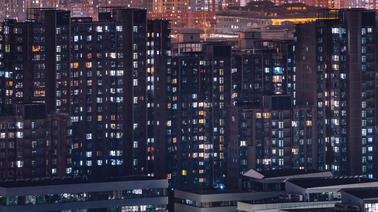 详情图-住宅楼空中俯瞰夜景