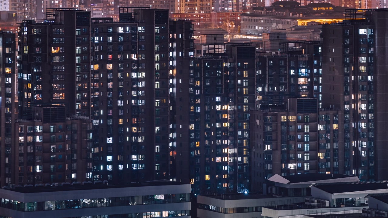详情图-住宅楼空中俯瞰夜景