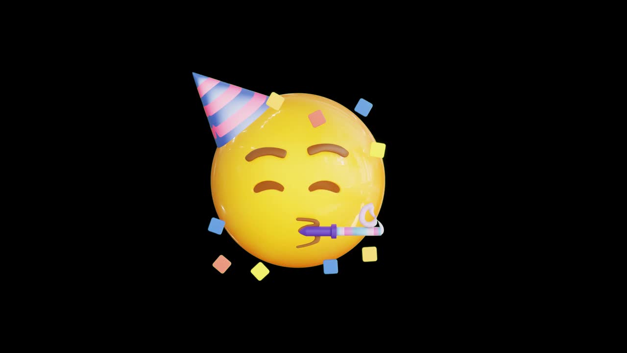动画的派对表情符号。表情符号股票视频。3 d渲染。无缝loopable。孤立的背景。