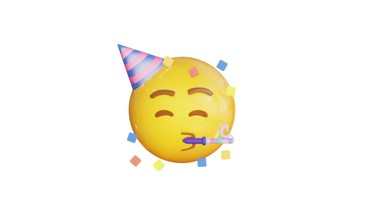 动画的派对表情符号。表情符号股票视频。3 d渲染。无缝loopable。孤立的背景。