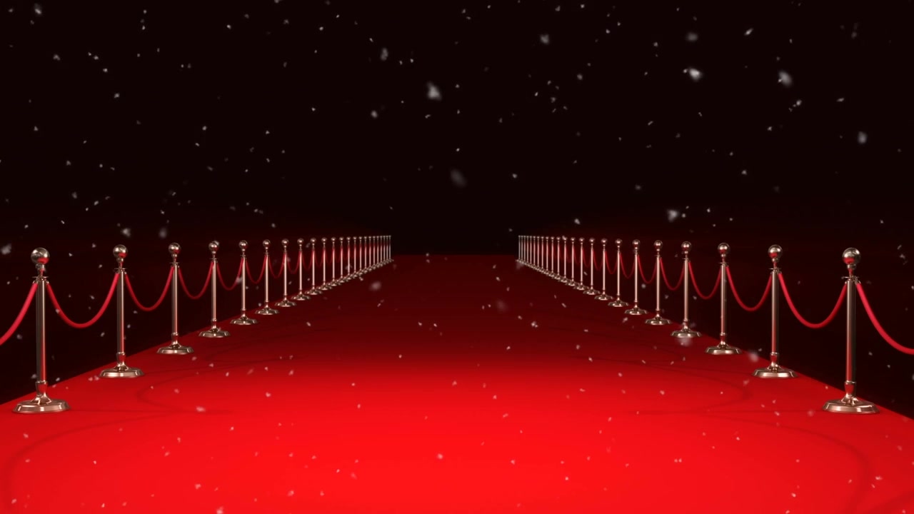 詳情圖-動(dòng)畫(huà)的雪花落在相機(jī)閃光燈和紅地毯會(huì)場(chǎng)