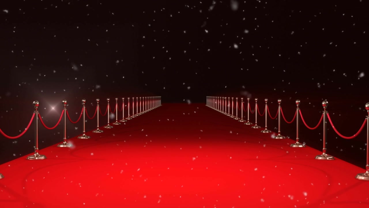 詳情圖-動(dòng)畫(huà)的雪花落在相機(jī)閃光燈和紅地毯會(huì)場(chǎng)