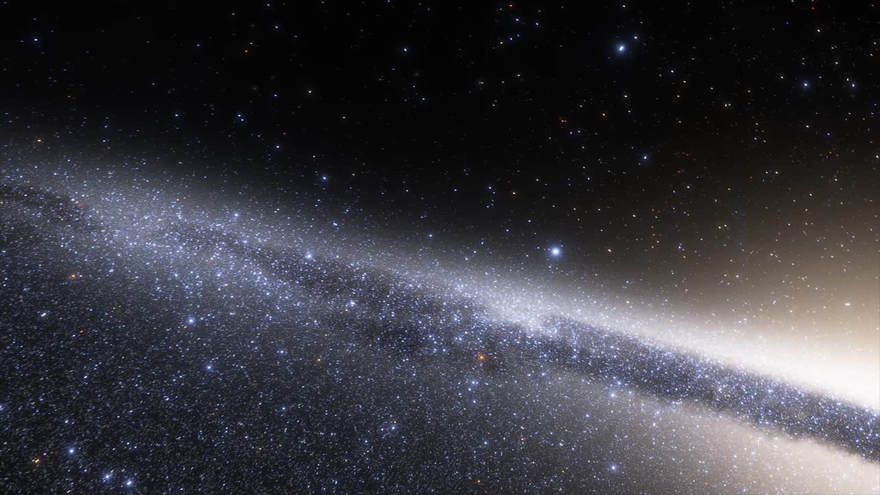 宇宙飞船以光速在太空中穿越星系。银河系或仙女座星系的数十亿颗恒星
