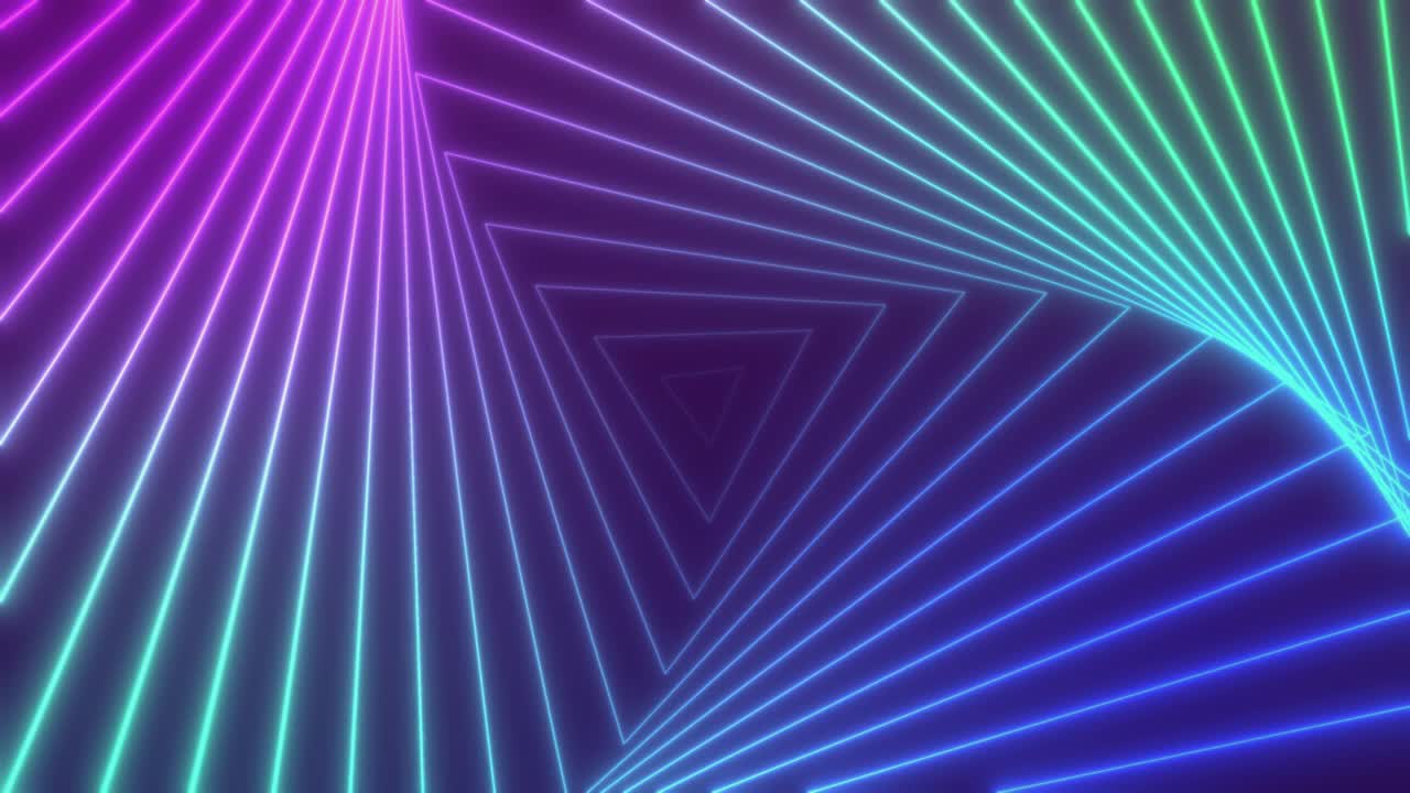 4K抽象背景与霓虹灯三角形股票视频