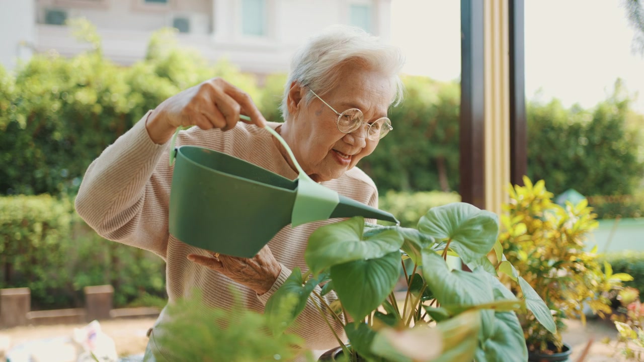 详情图-妇女在家给室外室内植物浇水