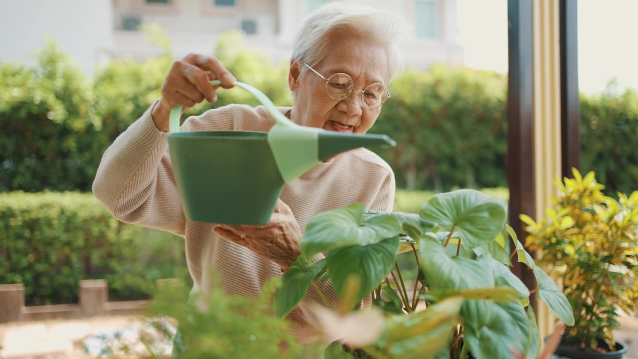 详情图-妇女在家给室外室内植物浇水