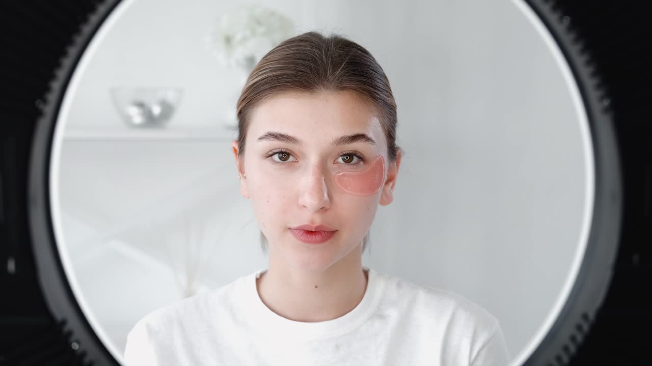 详情图-眼部护理女性使用水凝胶贴片