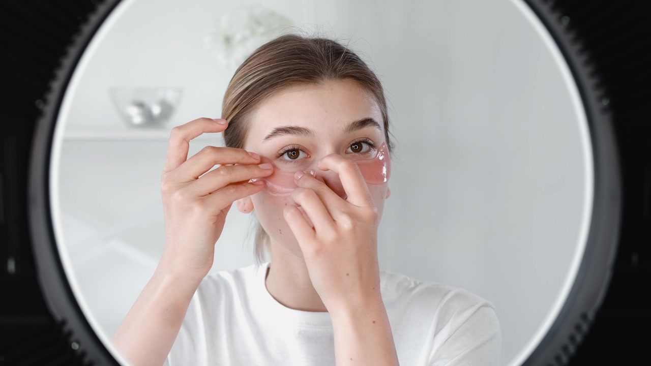 详情图-眼部护理女性使用水凝胶贴片