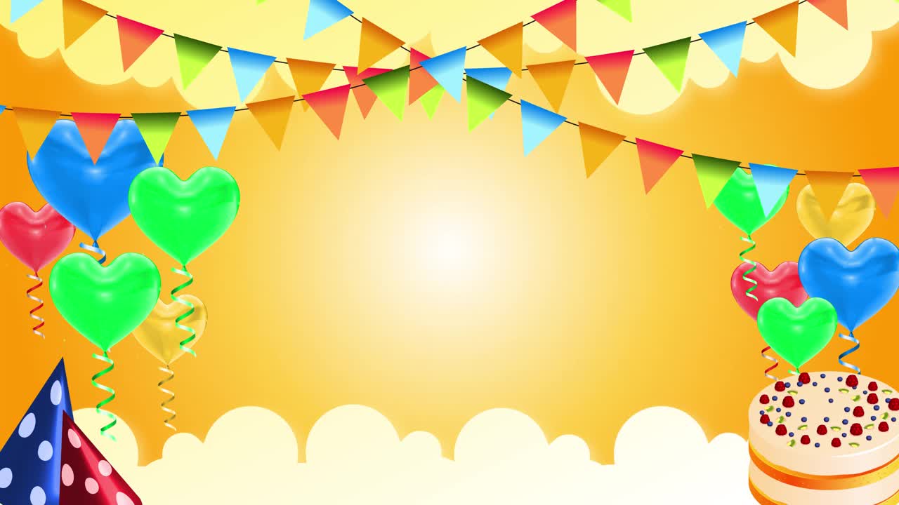 4K生日快乐版式设计模板生日庆祝动画。
