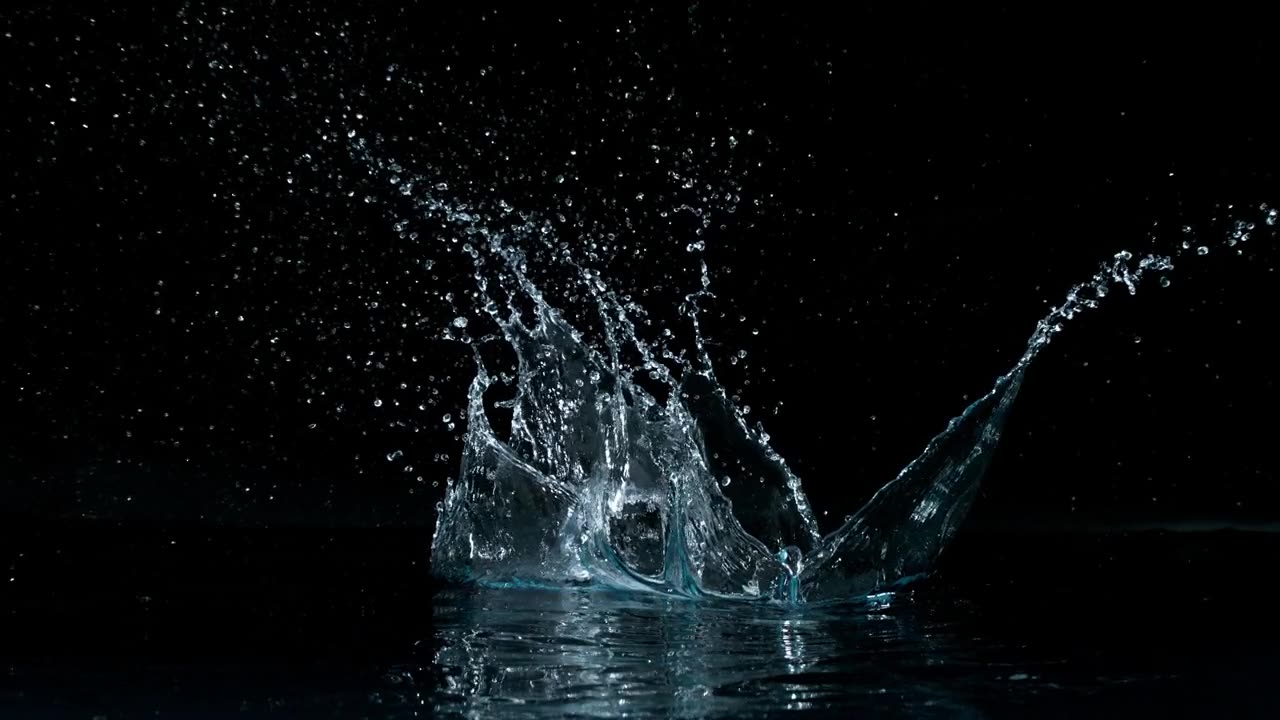 詳情圖-超級慢的運動水飛濺在黑色背景。