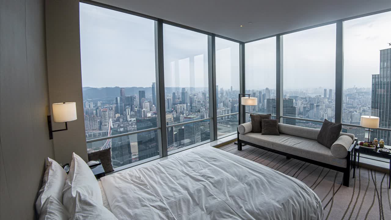 中国大城市的高级酒店房间。