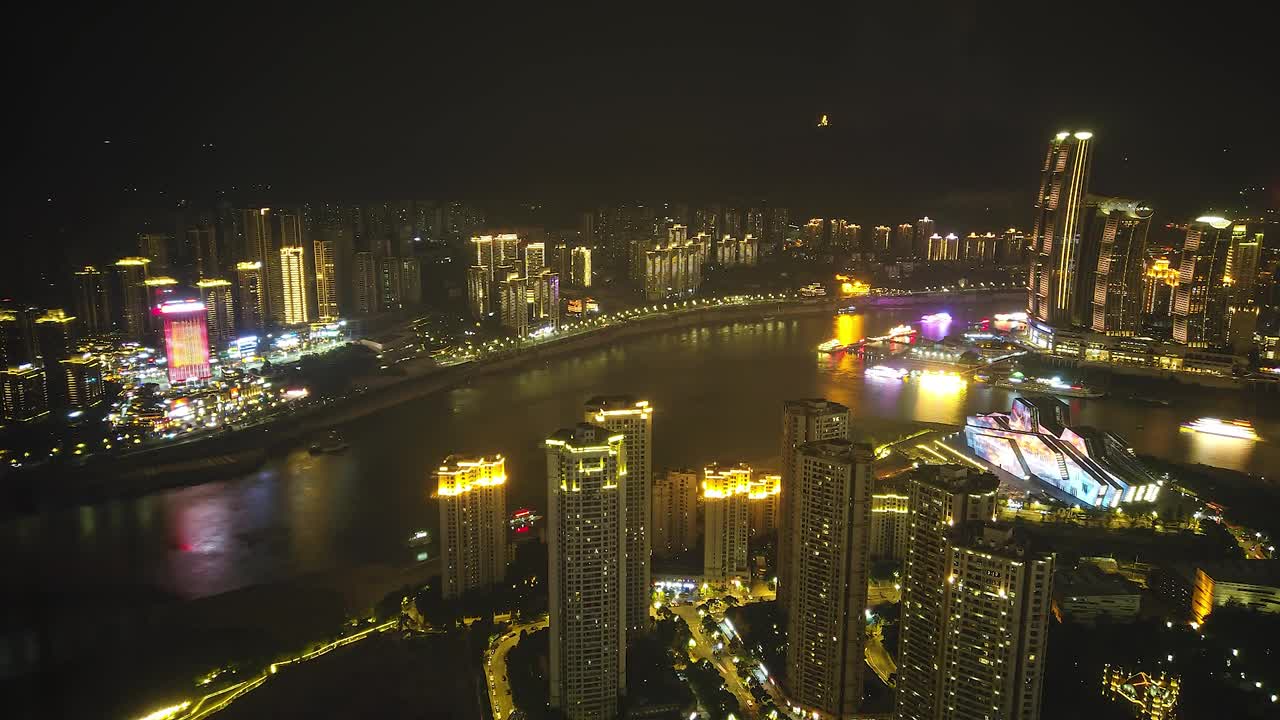 重庆夜景时间流逝。