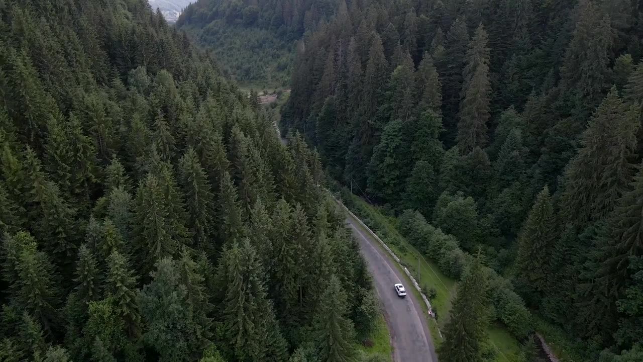 詳情圖-在喀爾巴阡山脈的山路上行駛的公共汽車(chē)
