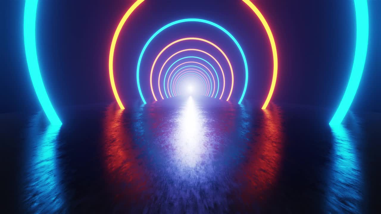 科幻走廊隧道霓虹灯