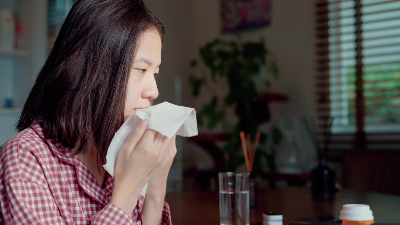 自由职业女性在家工作时感觉不舒服。