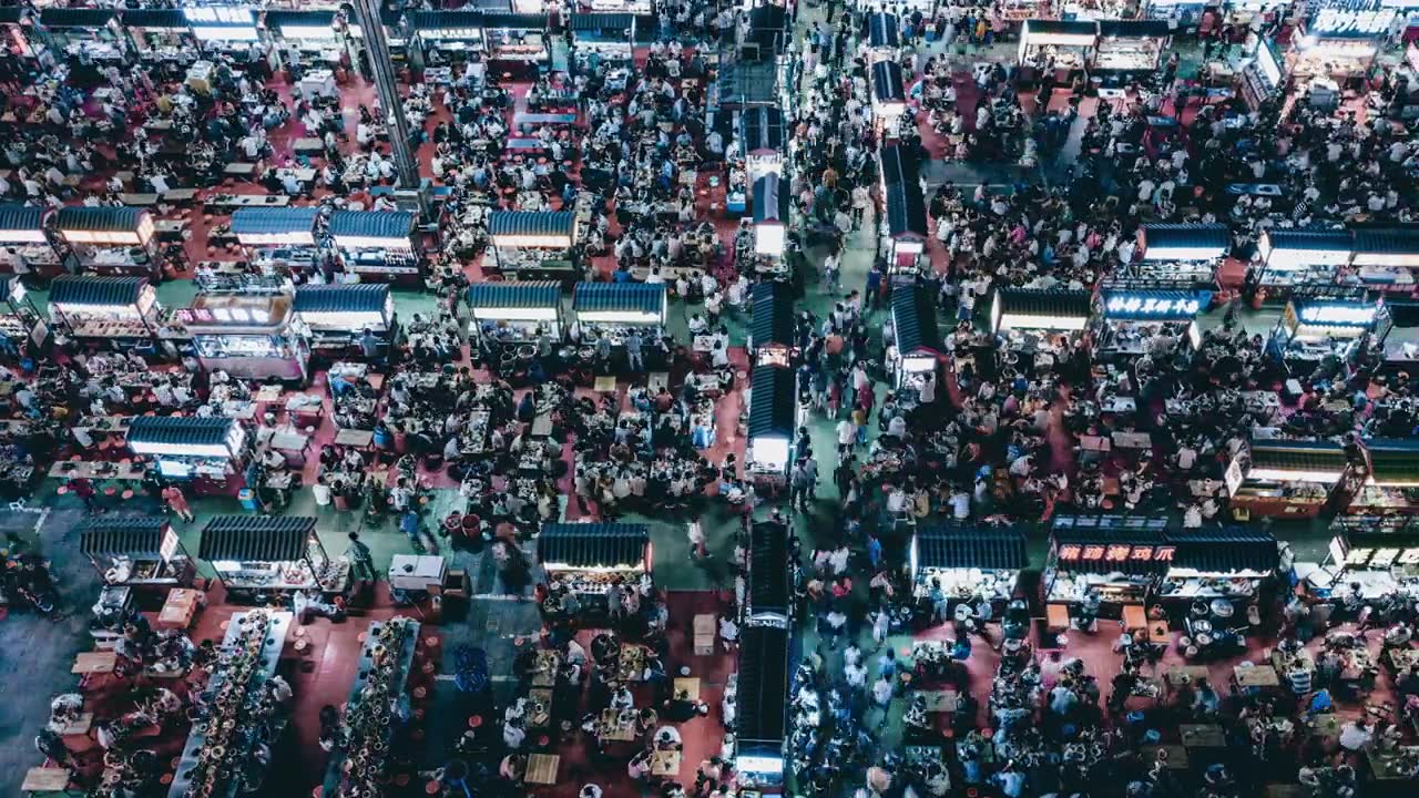 详情图-T/L,PAN无人机夜市和人群视角