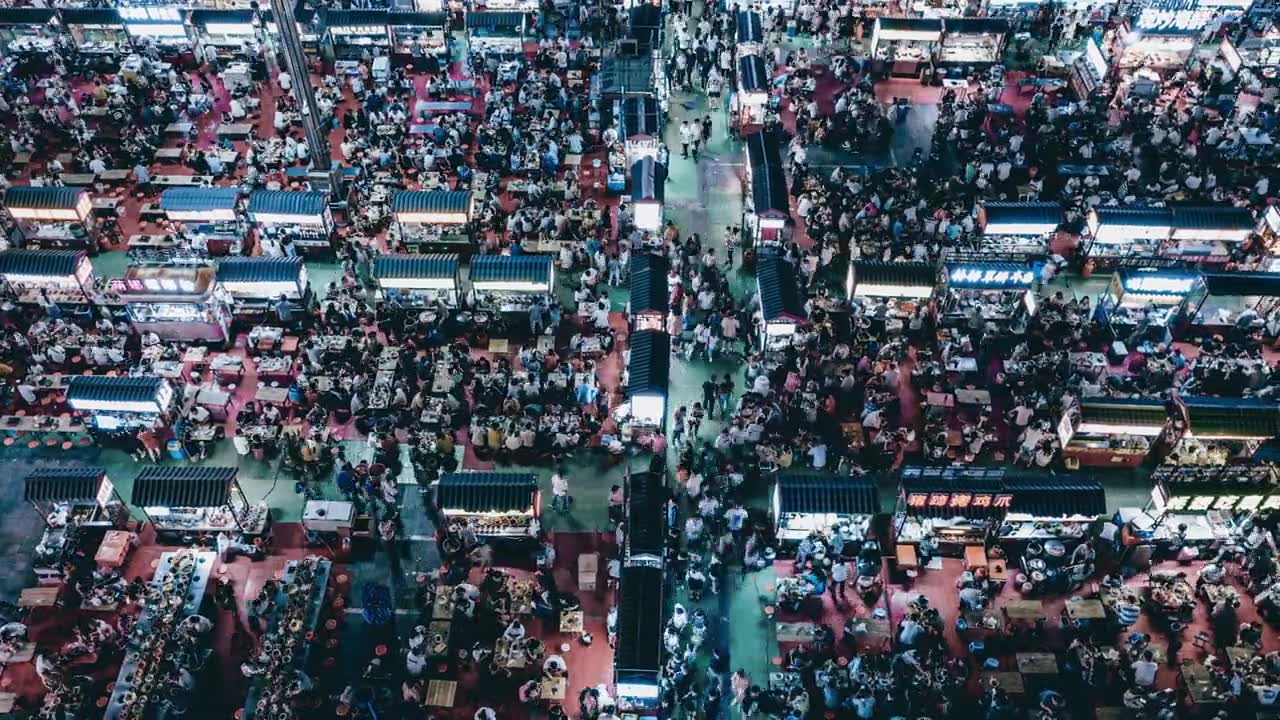 详情图-T/L,PAN无人机夜市和人群视角