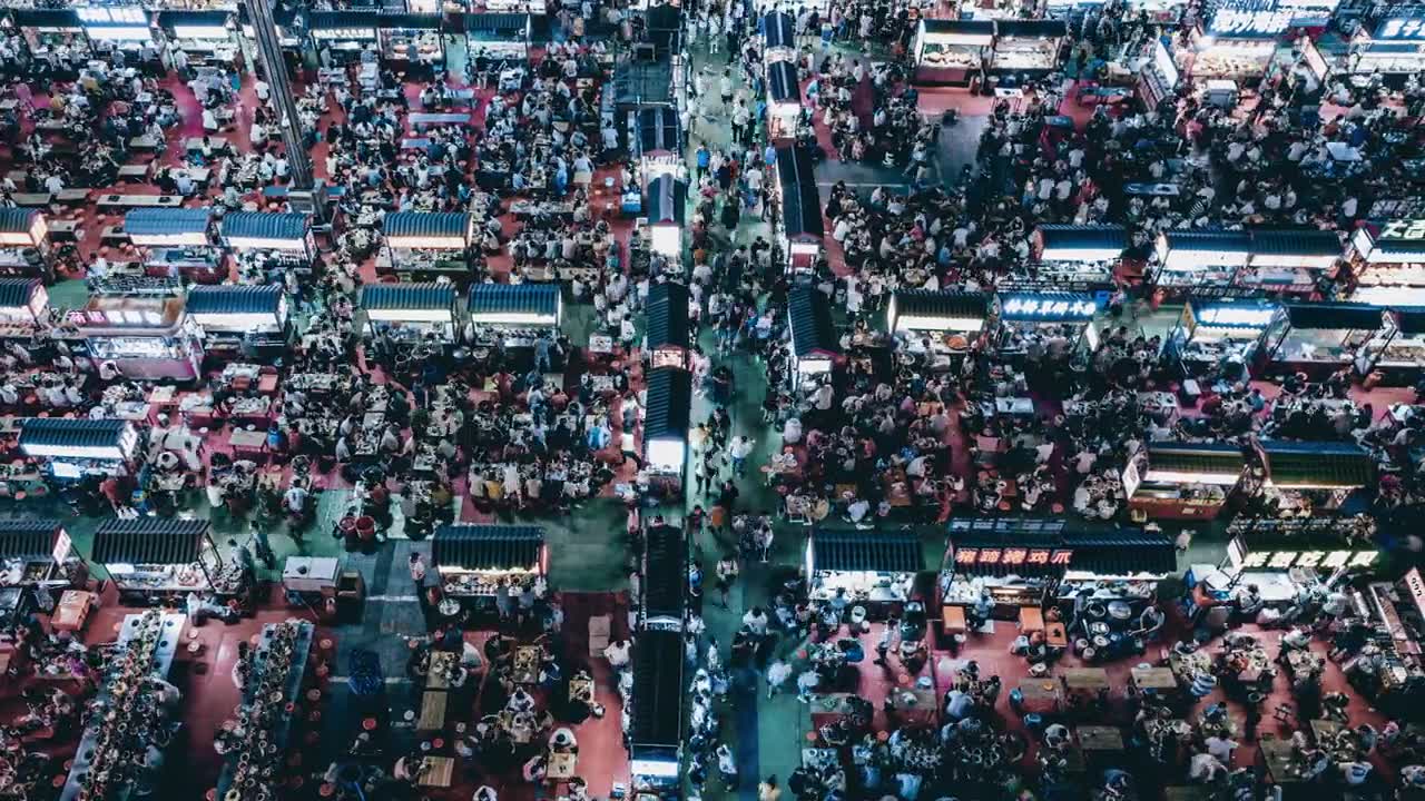 详情图-T/L,PAN无人机夜市和人群视角