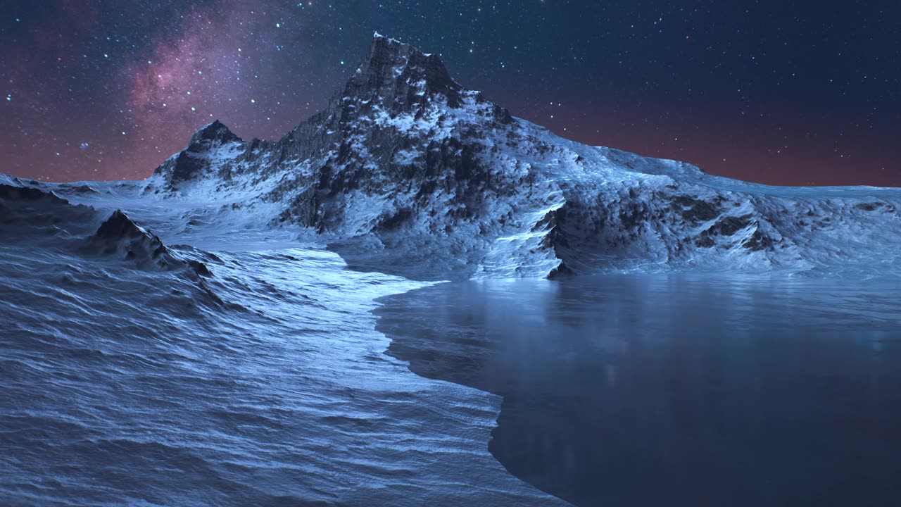 詳情圖-美麗的星空與銀河的星星越過冬季阿爾卑斯山脈