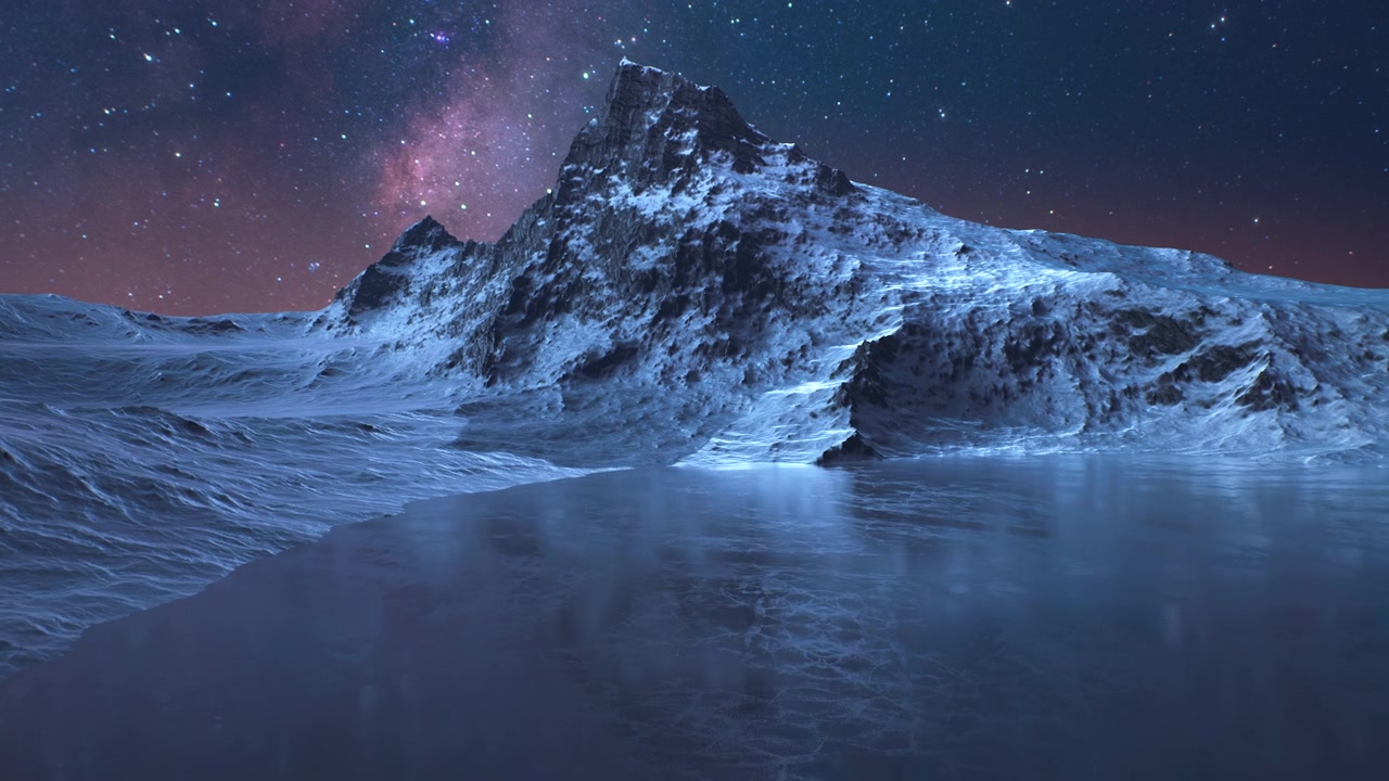 詳情圖-美麗的星空與銀河的星星越過冬季阿爾卑斯山脈