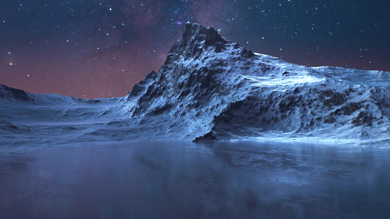 詳情圖-美麗的星空與銀河的星星越過冬季阿爾卑斯山脈