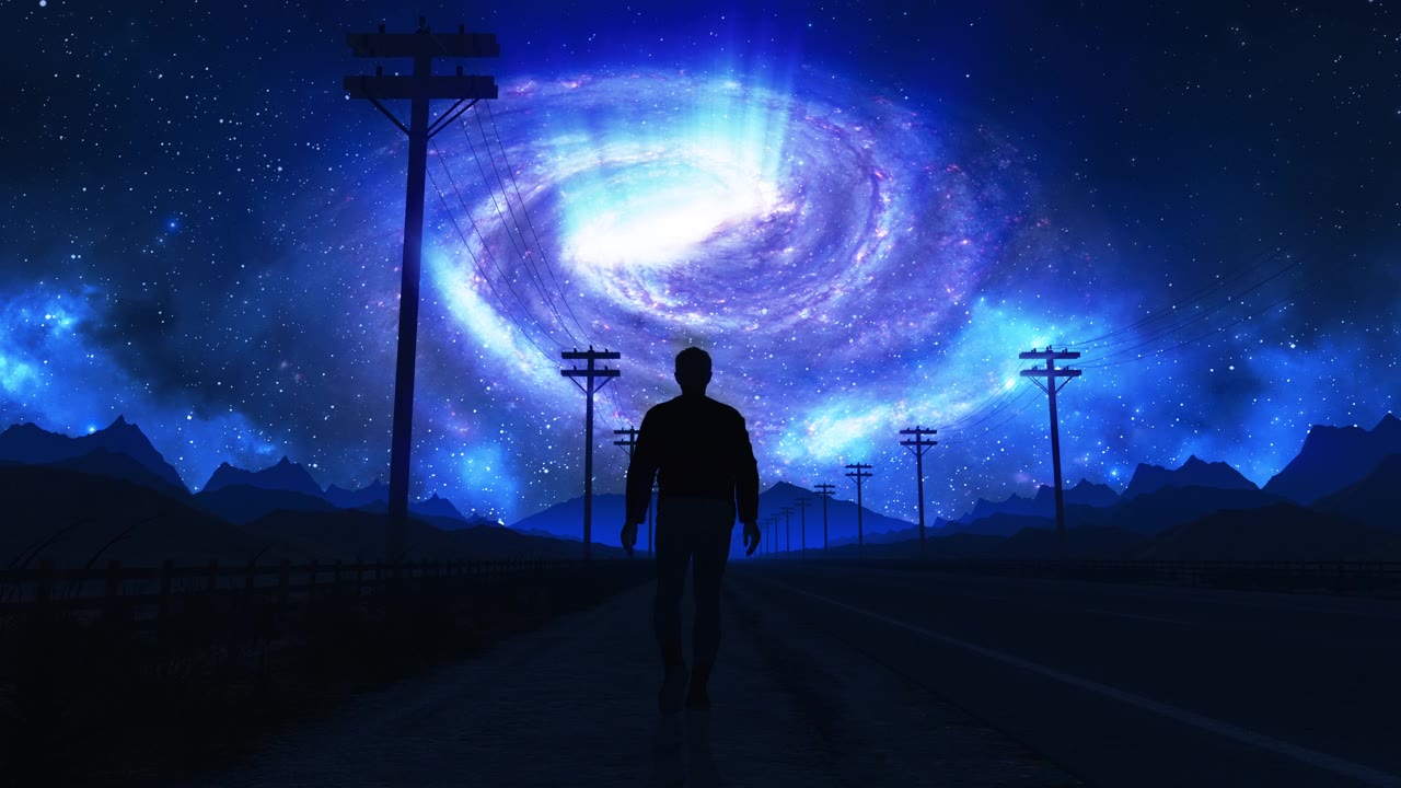 详情图-超现实主义,山路。人类走向星系
