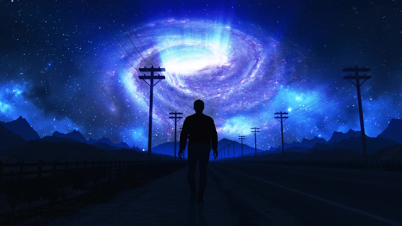 详情图-超现实主义,山路。人类走向星系