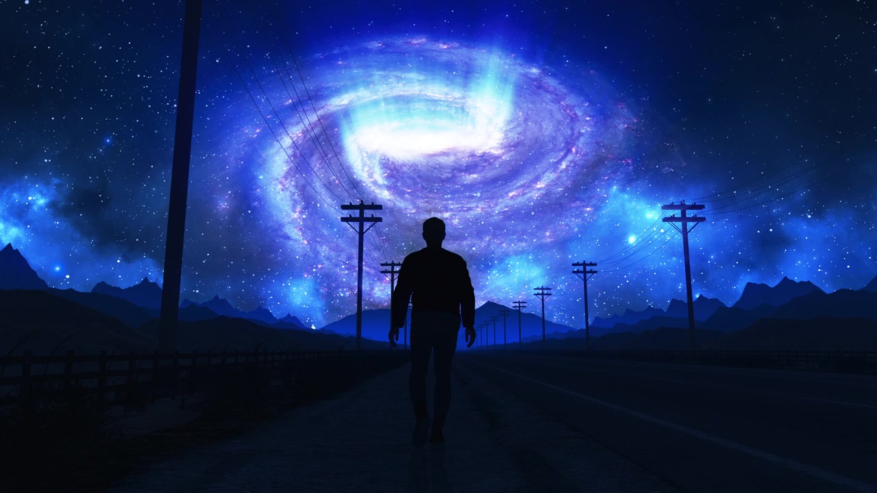 详情图-超现实主义,山路。人类走向星系