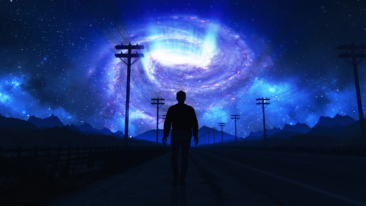 详情图-超现实主义,山路。人类走向星系