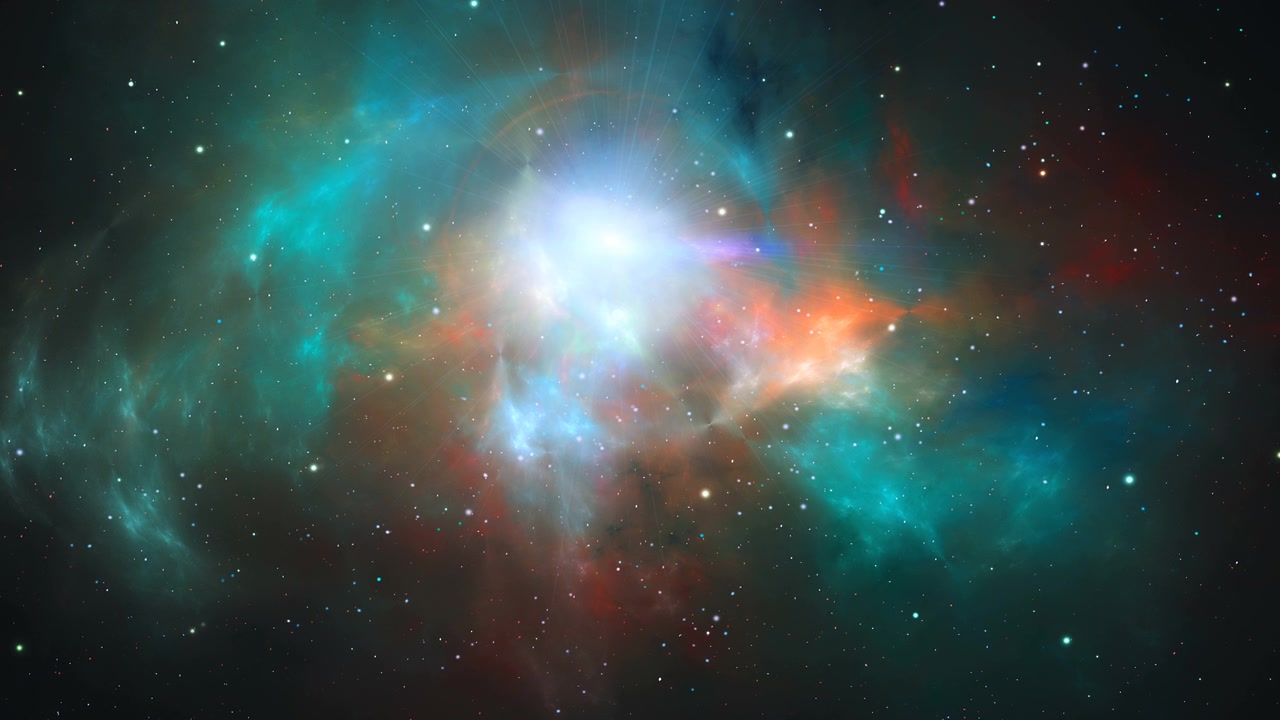 詳情圖-空間背景。穿越彩色的分形星云和星星。數(shù)字動畫，3D渲染