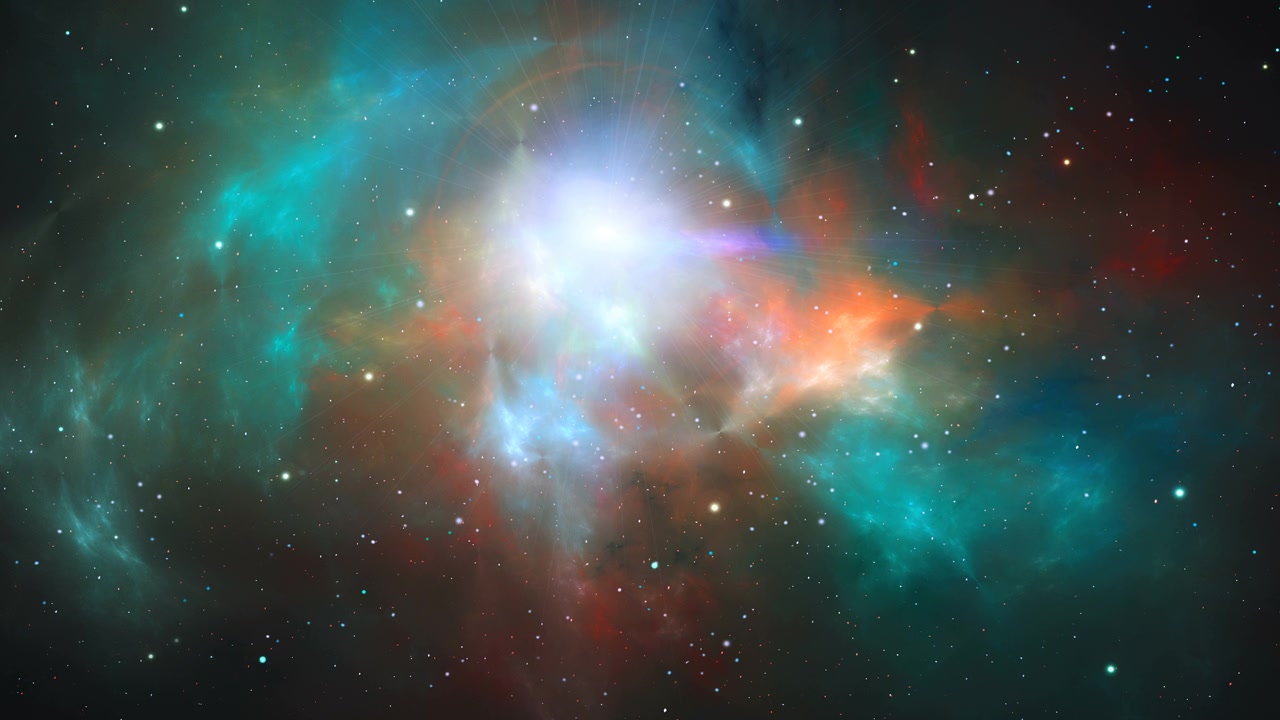 詳情圖-空間背景。穿越彩色的分形星云和星星。數(shù)字動畫，3D渲染