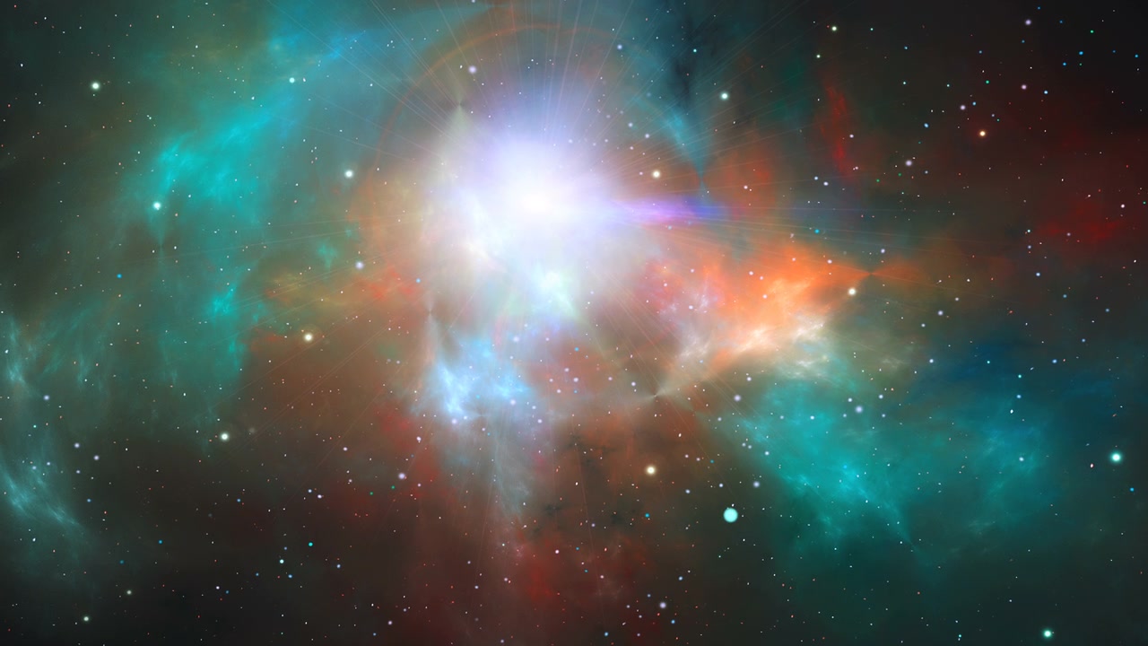 詳情圖-空間背景。穿越彩色的分形星云和星星。數(shù)字動畫，3D渲染