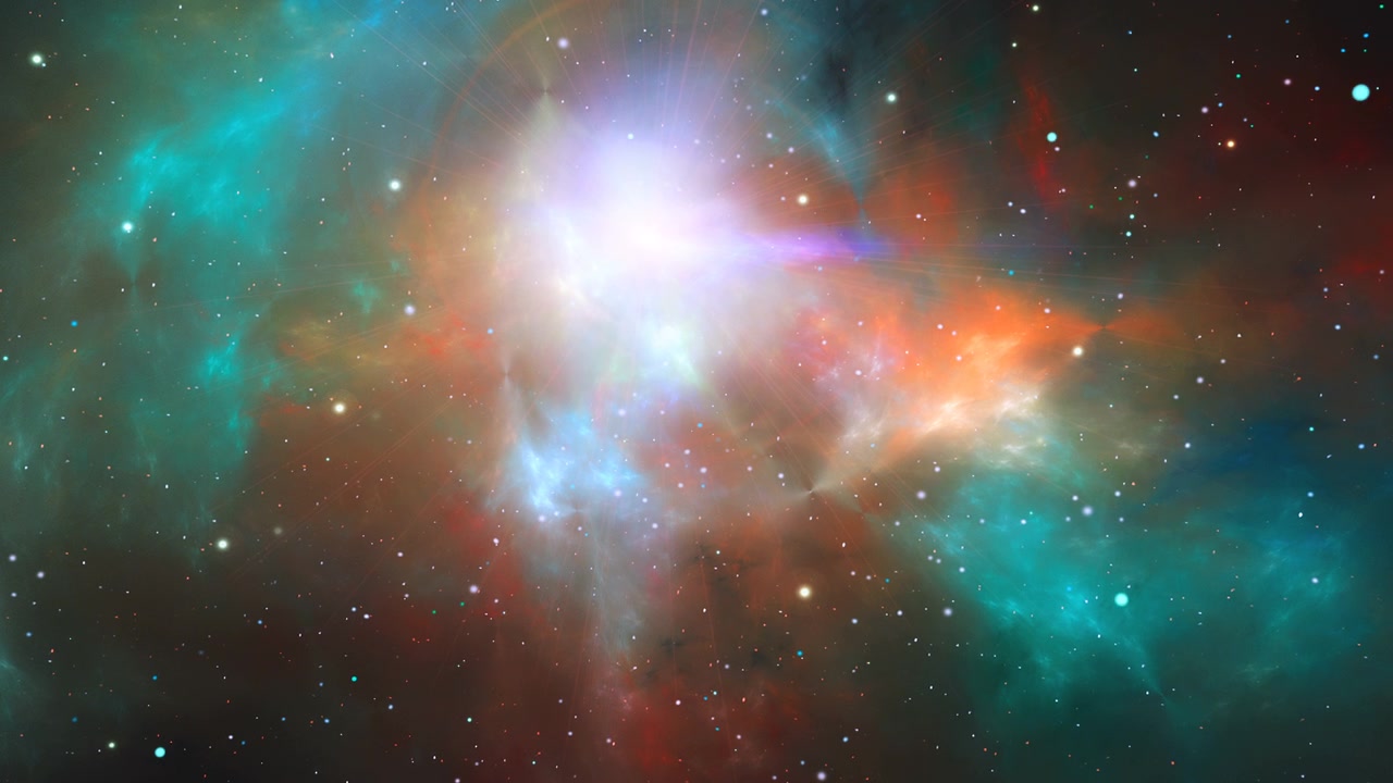 詳情圖-空間背景。穿越彩色的分形星云和星星。數(shù)字動畫，3D渲染