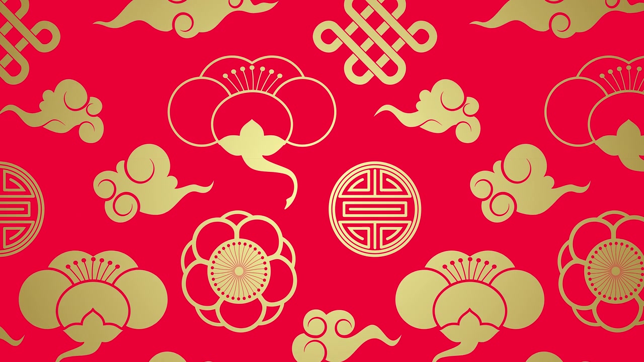 詳情圖-動(dòng)畫(huà)傳統(tǒng)的日本紋理。東方幾何金色圖案上的紅色。摘要無(wú)縫背景為中國(guó)新年。4K視頻卡從左到右或從上到下移動(dòng)