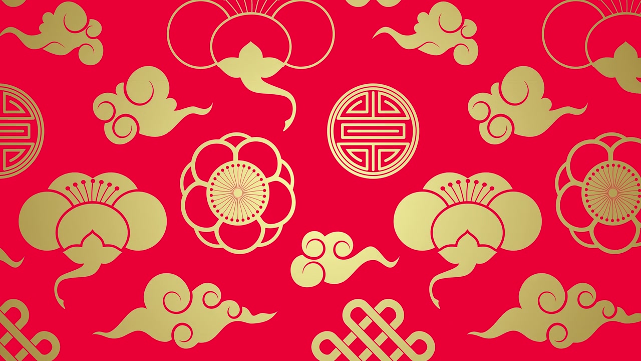 詳情圖-動(dòng)畫(huà)傳統(tǒng)的日本紋理。東方幾何金色圖案上的紅色。摘要無(wú)縫背景為中國(guó)新年。4K視頻卡從左到右或從上到下移動(dòng)